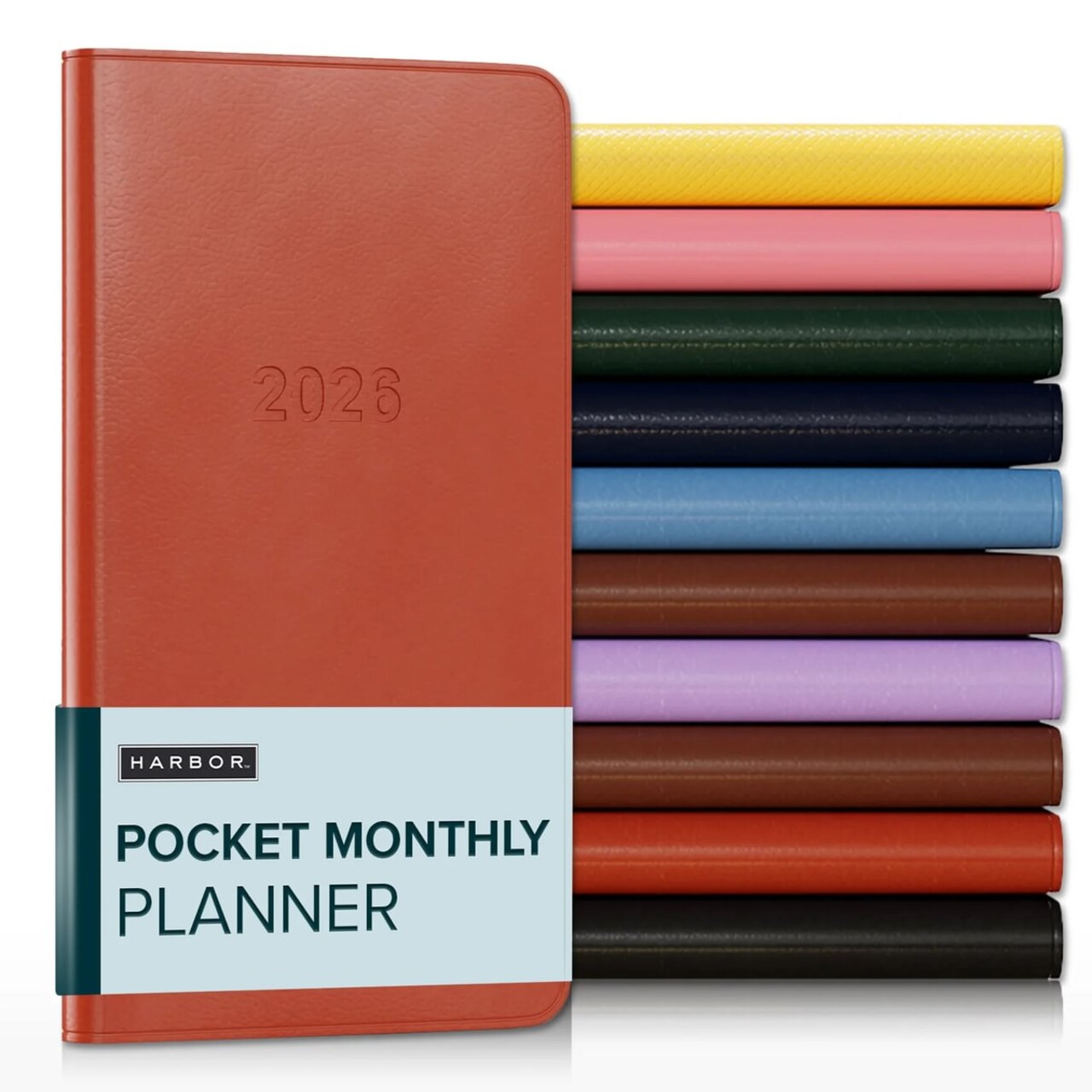 Harbor Pocket Monthly Planner 2026, Calendar Planner and Notebook, Durable Faux Leather, 18 Months, 96 Pages, Softcover & Lightweight - 6 x 3.25 "